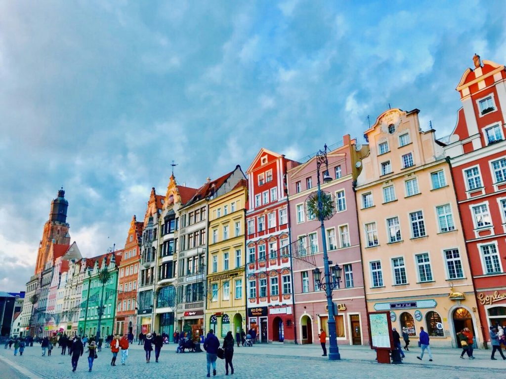 Сolorful townhouses in Wroclaw Market Square