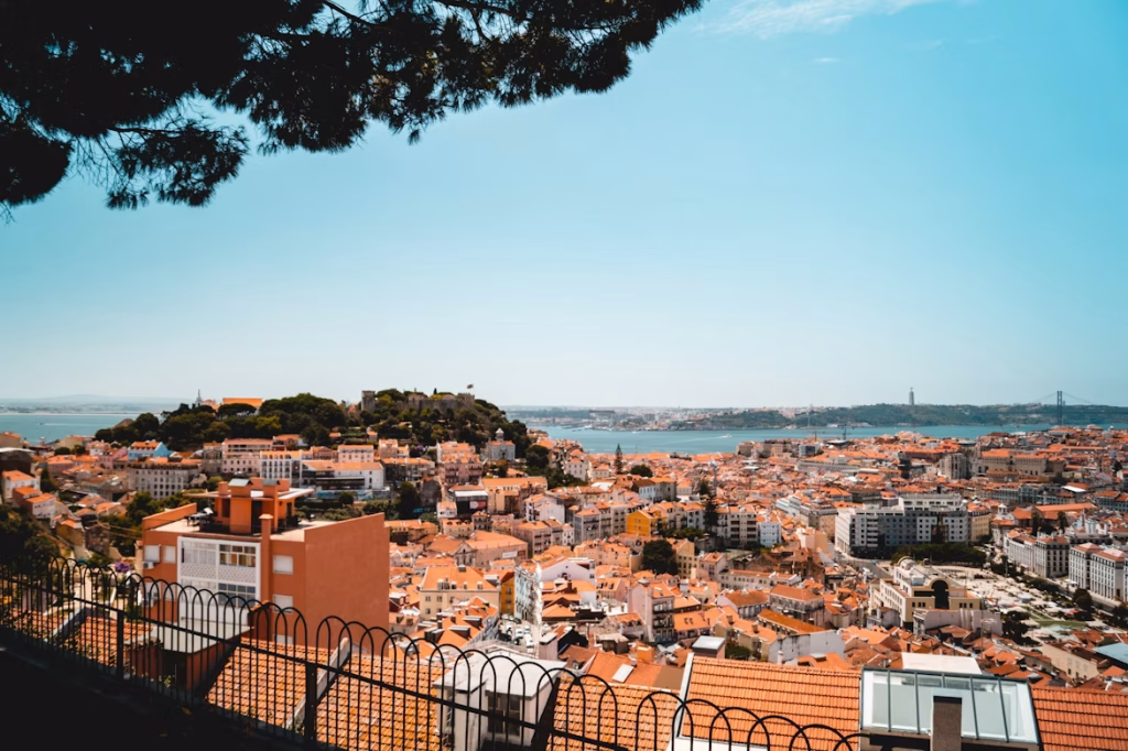 Panoramic Lisbon view from a city viewpoint