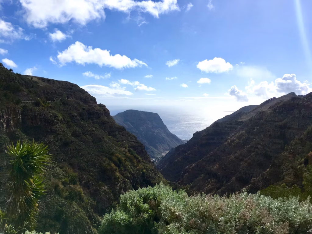 Deep green valley landscape in La Gomera